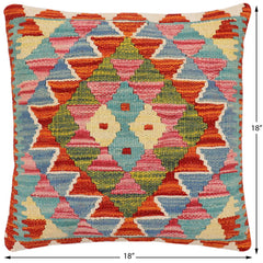 handmade Traditional Pillow Rust Blue Hand-Woven SQUARE 100% WOOL Hand woven turkish pillow2 x 2