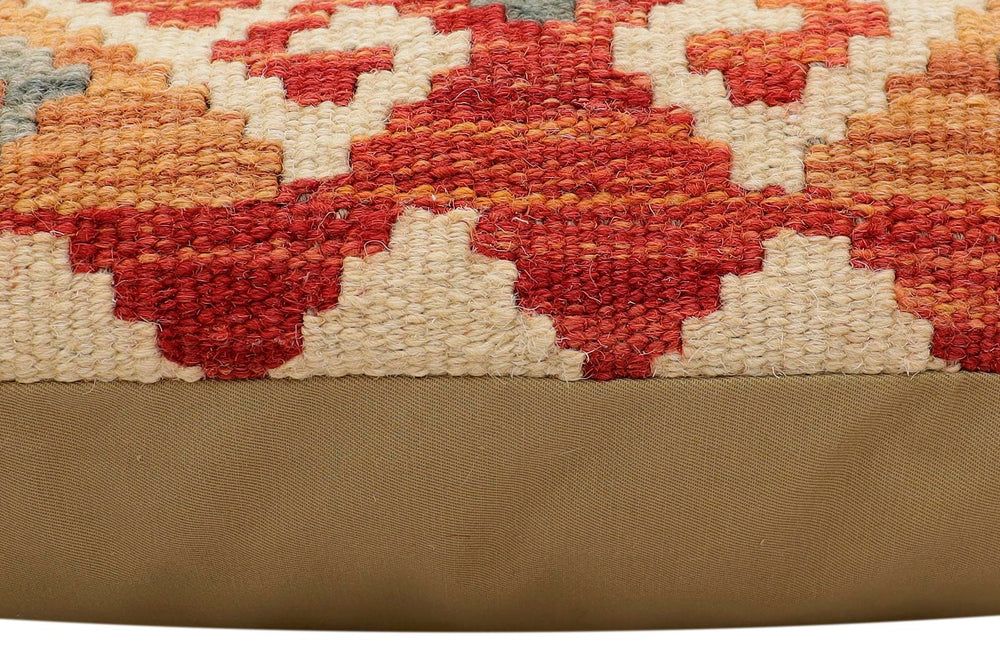 handmade Traditional Pillow Rust Blue Hand-Woven SQUARE 100% WOOL Hand woven turkish pillow2 x 2