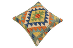 handmade Traditional Pillow Rust Blue Hand-Woven SQUARE 100% WOOL Hand woven turkish pillow2 x 2