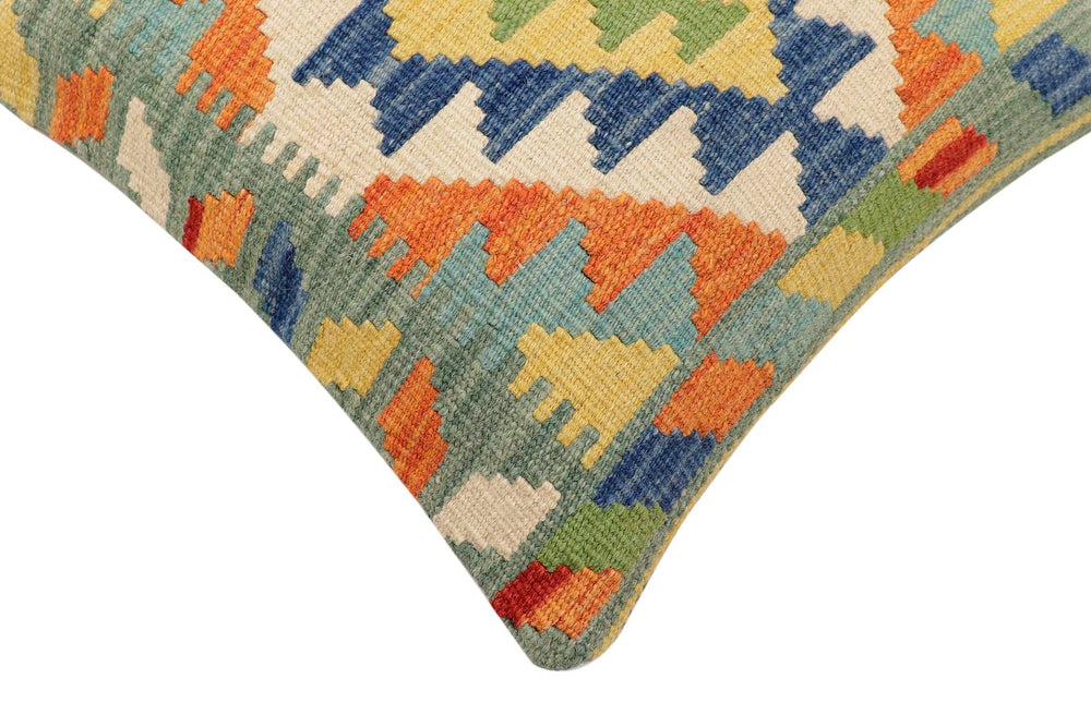 handmade Traditional Pillow Rust Blue Hand-Woven SQUARE 100% WOOL Hand woven turkish pillow2 x 2