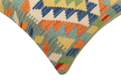 handmade Traditional Pillow Rust Blue Hand-Woven SQUARE 100% WOOL Hand woven turkish pillow2 x 2