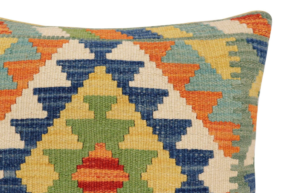 handmade Traditional Pillow Rust Blue Hand-Woven SQUARE 100% WOOL Hand woven turkish pillow2 x 2