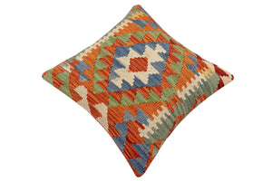 handmade Traditional Pillow Rust Blue Hand-Woven SQUARE 100% WOOL Hand woven turkish pillow2 x 2