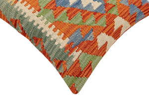 handmade Traditional Pillow Rust Blue Hand-Woven SQUARE 100% WOOL Hand woven turkish pillow2 x 2
