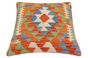 handmade Traditional Pillow Rust Blue Hand-Woven SQUARE 100% WOOL Hand woven turkish pillow2 x 2