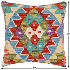 handmade Traditional Pillow Rust Blue Hand-Woven SQUARE 100% WOOL Hand woven turkish pillow2 x 2