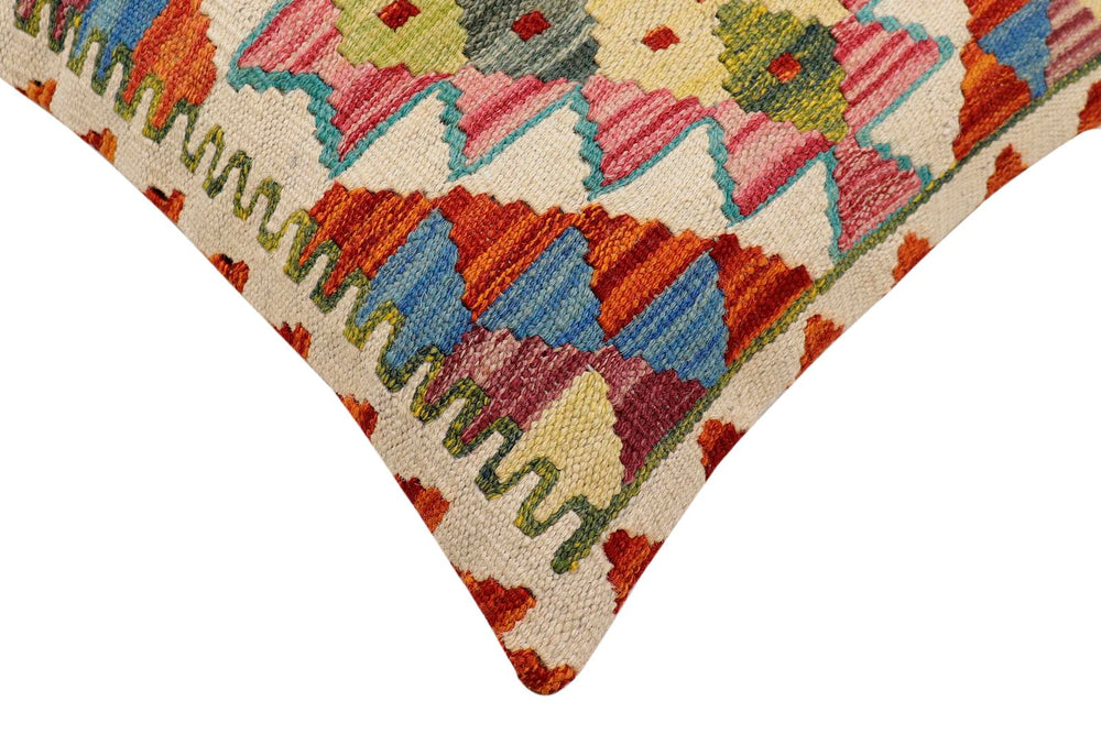 handmade Traditional Pillow Rust Blue Hand-Woven SQUARE 100% WOOL Hand woven turkish pillow2 x 2