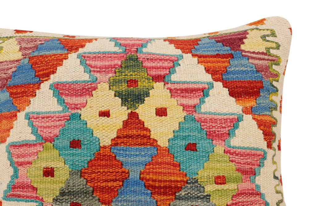 handmade Traditional Pillow Rust Blue Hand-Woven SQUARE 100% WOOL Hand woven turkish pillow2 x 2
