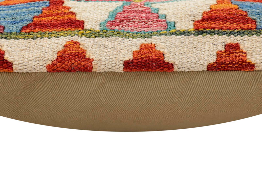 handmade Traditional Pillow Rust Blue Hand-Woven SQUARE 100% WOOL Hand woven turkish pillow2 x 2
