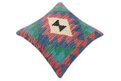 handmade Traditional Pillow Burgundy Blue Hand-Woven SQUARE 100% WOOL Hand woven turkish pillow2 x 2