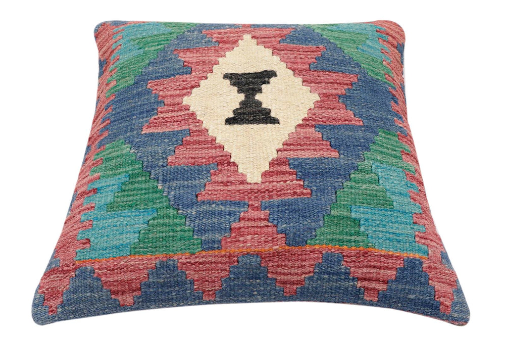 handmade Traditional Pillow Burgundy Blue Hand-Woven SQUARE 100% WOOL Hand woven turkish pillow2 x 2