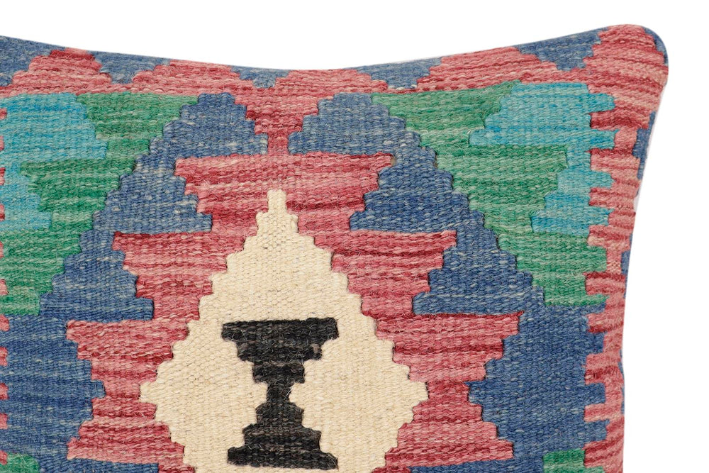 handmade Traditional Pillow Burgundy Blue Hand-Woven SQUARE 100% WOOL Hand woven turkish pillow2 x 2