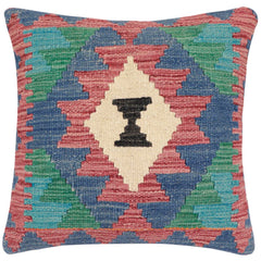 handmade Traditional Pillow Burgundy Blue Hand-Woven SQUARE 100% WOOL Hand woven turkish pillow2 x 2