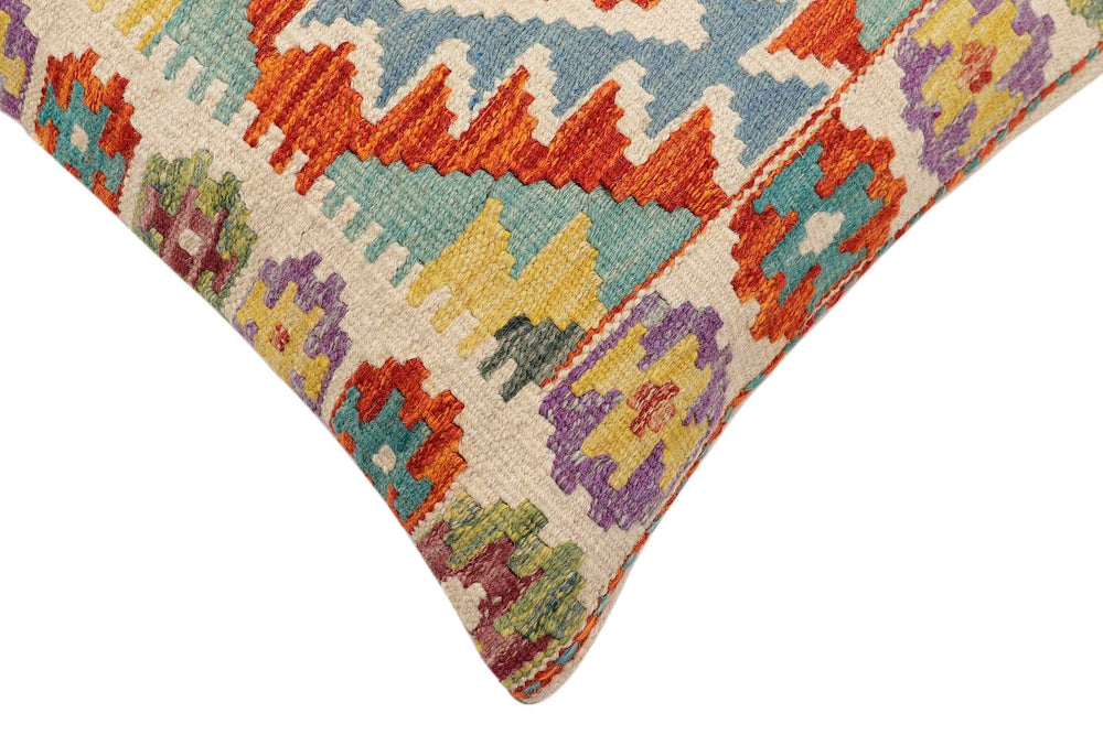 handmade Traditional Pillow Rust Blue Hand-Woven SQUARE 100% WOOL Hand woven turkish pillow2 x 2