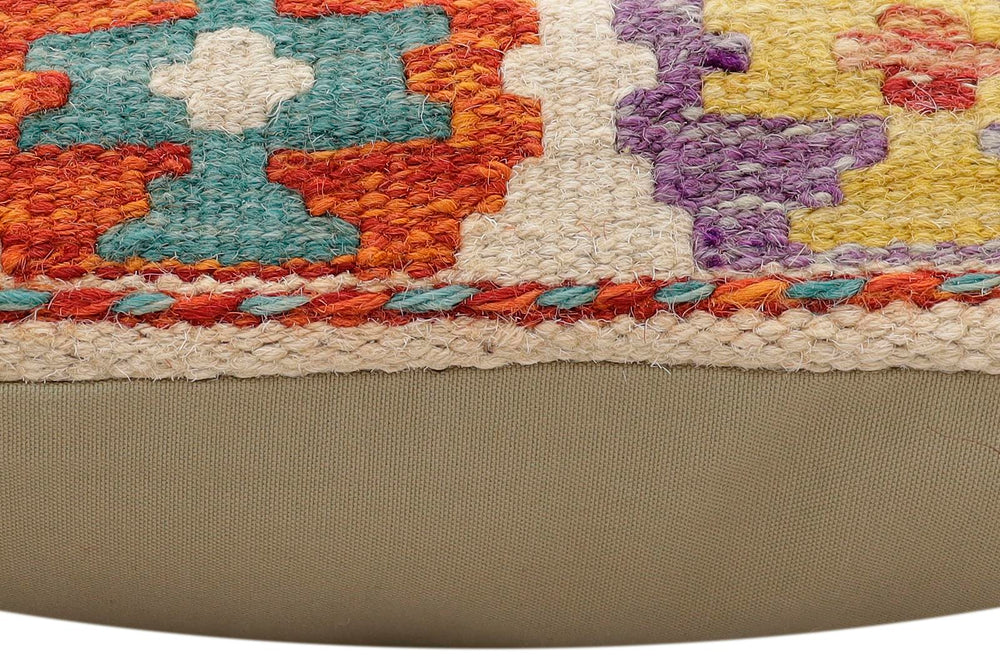 handmade Traditional Pillow Rust Blue Hand-Woven SQUARE 100% WOOL Hand woven turkish pillow2 x 2