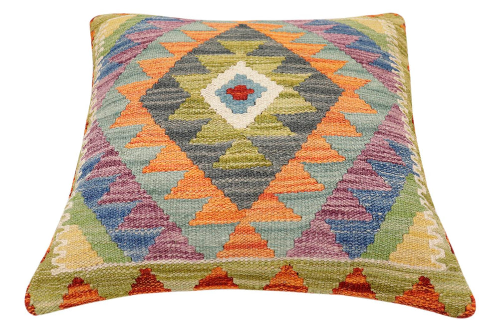 handmade Traditional Pillow Rust Blue Hand-Woven SQUARE 100% WOOL Hand woven turkish pillow2 x 2