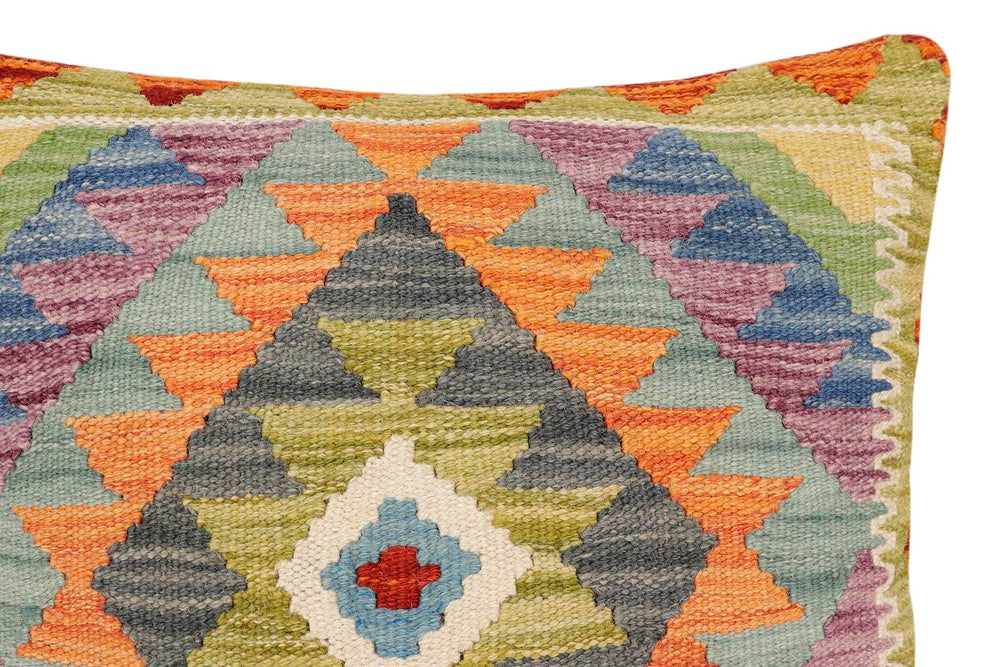 handmade Traditional Pillow Rust Blue Hand-Woven SQUARE 100% WOOL Hand woven turkish pillow2 x 2
