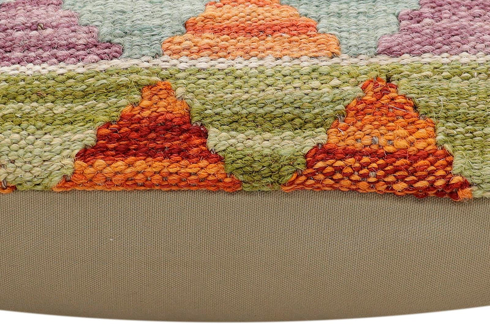 handmade Traditional Pillow Rust Blue Hand-Woven SQUARE 100% WOOL Hand woven turkish pillow2 x 2