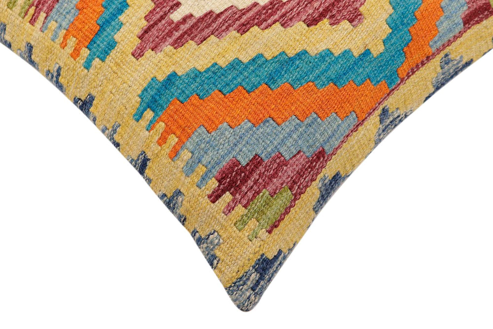 handmade Traditional Pillow Rust Blue Hand-Woven SQUARE 100% WOOL Hand woven turkish pillow2 x 2
