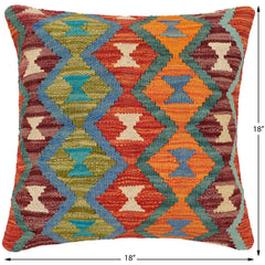 handmade Traditional Pillow Rust Blue Hand-Woven SQUARE 100% WOOL Hand woven turkish pillow2 x 2