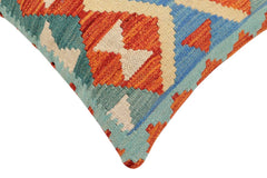 handmade Traditional Pillow Rust Blue Hand-Woven SQUARE 100% WOOL Hand woven turkish pillow2 x 2