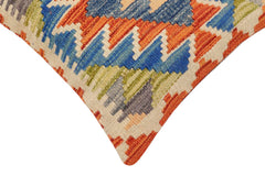 handmade Traditional Pillow Rust Blue Hand-Woven SQUARE 100% WOOL Hand woven turkish pillow2 x 2
