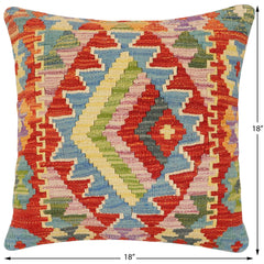 handmade Traditional Pillow Rust Blue Hand-Woven SQUARE 100% WOOL Hand woven turkish pillow2 x 2