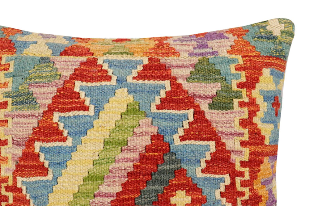 handmade Traditional Pillow Rust Blue Hand-Woven SQUARE 100% WOOL Hand woven turkish pillow2 x 2