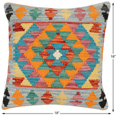 handmade Traditional Pillow Blue Rust Hand-Woven SQUARE 100% WOOL Hand woven turkish pillow2 x 2