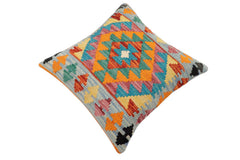 handmade Traditional Pillow Blue Rust Hand-Woven SQUARE 100% WOOL Hand woven turkish pillow2 x 2