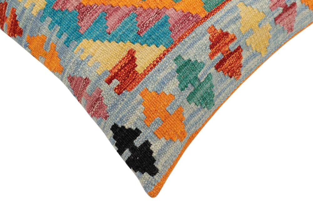 handmade Traditional Pillow Blue Rust Hand-Woven SQUARE 100% WOOL Hand woven turkish pillow2 x 2