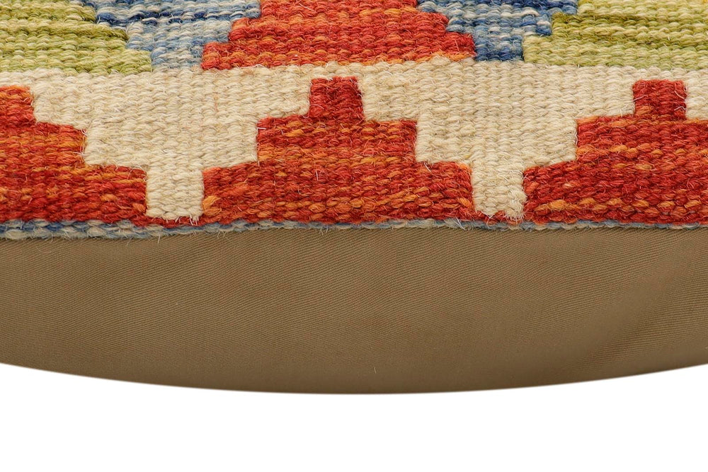 handmade Traditional Pillow Rust Blue Hand-Woven SQUARE 100% WOOL Hand woven turkish pillow2 x 2
