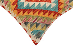handmade Traditional Pillow Rust Blue Hand-Woven SQUARE 100% WOOL Hand woven turkish pillow2 x 2