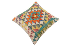 handmade Traditional Pillow Rust Blue Hand-Woven SQUARE 100% WOOL Hand woven turkish pillow2 x 2