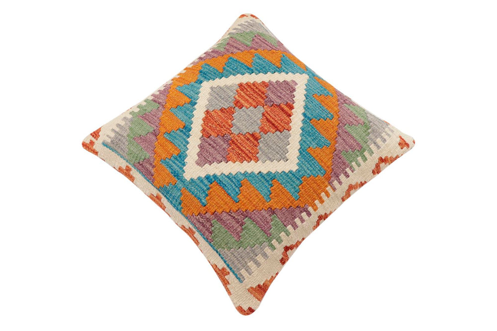 handmade Traditional Pillow Rust Blue Hand-Woven SQUARE 100% WOOL Hand woven turkish pillow2 x 2