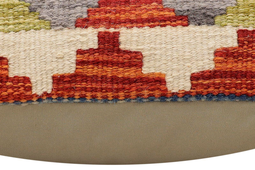 handmade Traditional Pillow Rust Blue Hand-Woven SQUARE 100% WOOL Hand woven turkish pillow2 x 2
