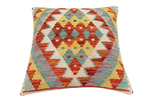 handmade Traditional Pillow Rust Blue Hand-Woven SQUARE 100% WOOL Hand woven turkish pillow2 x 2