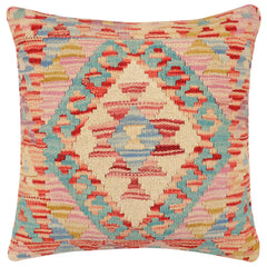 handmade Traditional Pillow Red Blue Hand-Woven SQUARE 100% WOOL Hand woven turkish pillow2 x 2