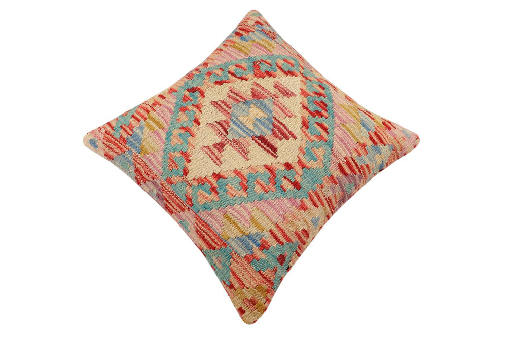 handmade Traditional Pillow Red Blue Hand-Woven SQUARE 100% WOOL Hand woven turkish pillow2 x 2