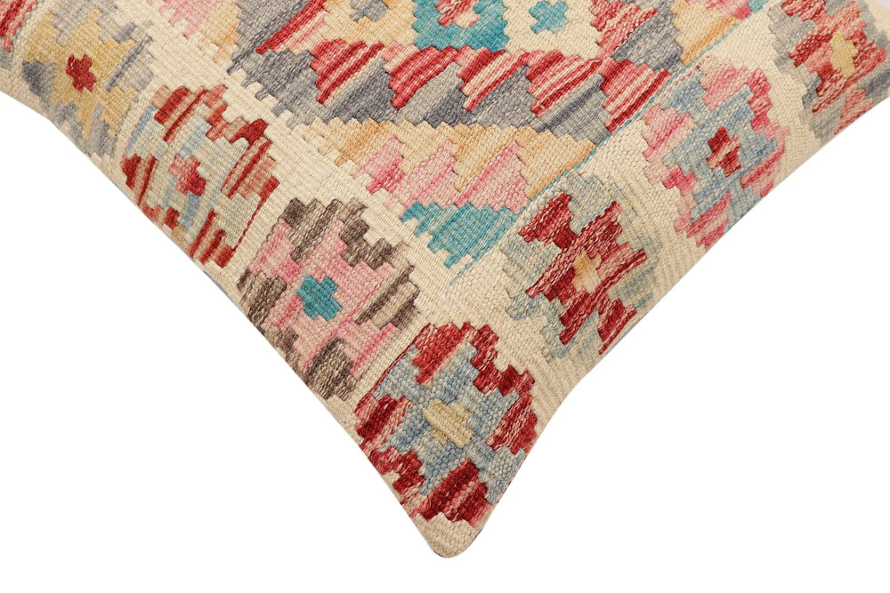 handmade Traditional Pillow Red Blue Hand-Woven SQUARE 100% WOOL Hand woven turkish pillow2 x 2