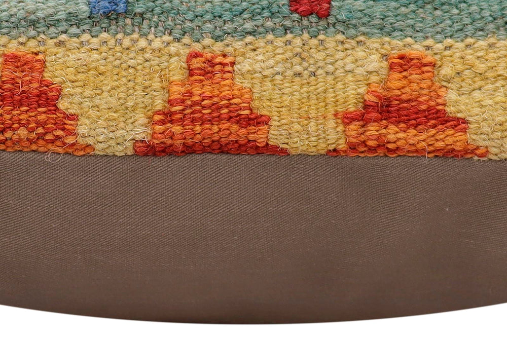 handmade Traditional Pillow Rust Blue Hand-Woven SQUARE 100% WOOL Hand woven turkish pillow2 x 2