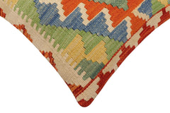 handmade Traditional Pillow Rust Blue Hand-Woven SQUARE 100% WOOL Hand woven turkish pillow2 x 2