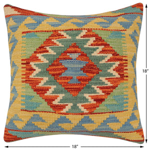 handmade Traditional Pillow Rust Blue Hand-Woven SQUARE 100% WOOL Hand woven turkish pillow2 x 2