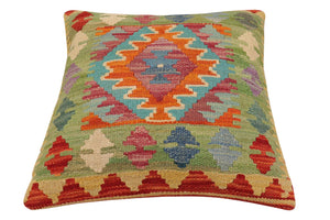 handmade Traditional Pillow Rust Blue Hand-Woven SQUARE 100% WOOL  Hand woven turkish pillow  PILLOW