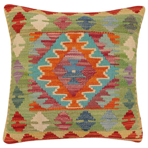 handmade Traditional Pillow Rust Blue Hand-Woven SQUARE 100% WOOL  Hand woven turkish pillow  PILLOW