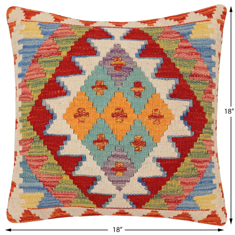 handmade Traditional Pillow Rust Beige Hand-Woven SQUARE 100% WOOL Hand woven turkish pillow2 x 2