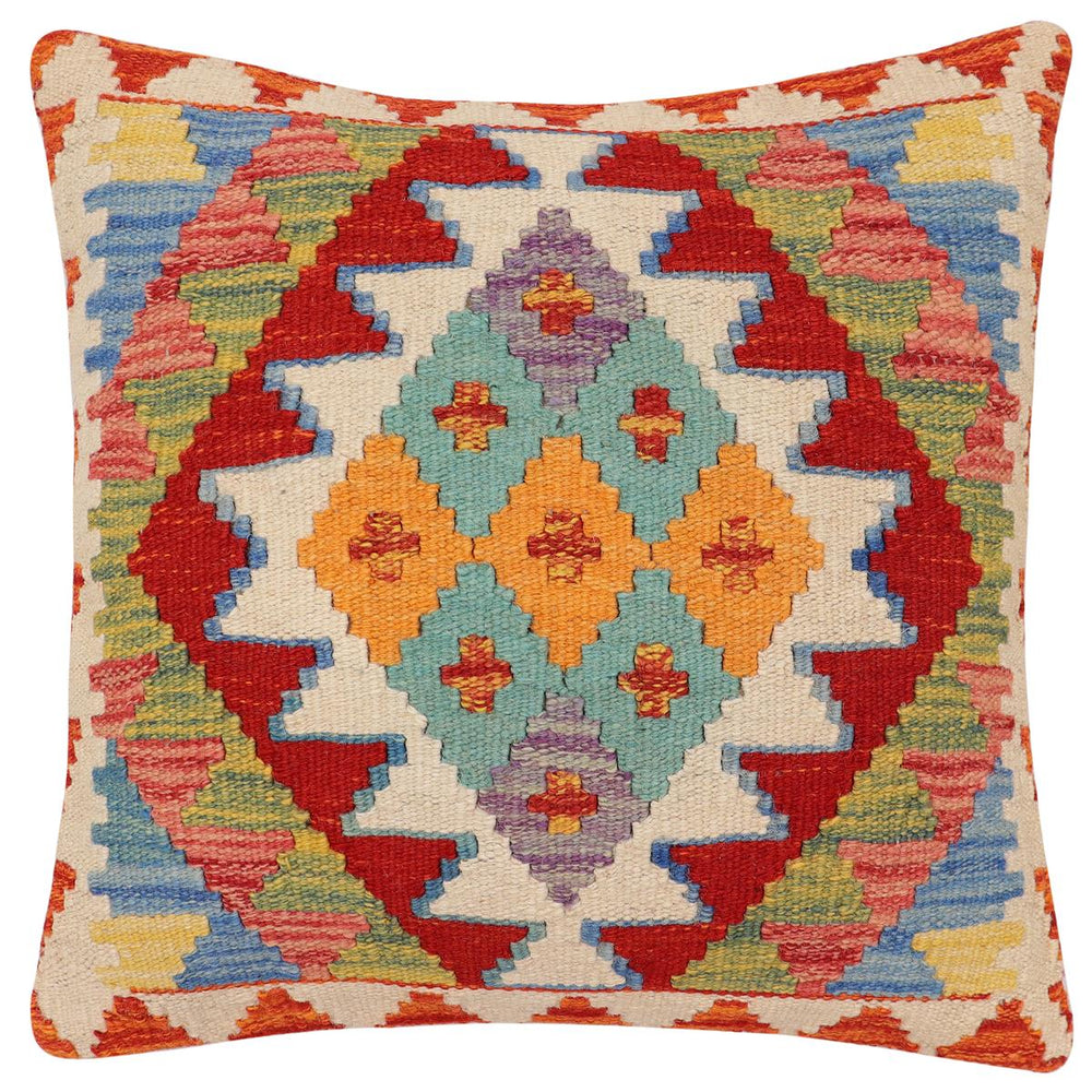 handmade Traditional Pillow Rust Beige Hand-Woven SQUARE 100% WOOL Hand woven turkish pillow2 x 2