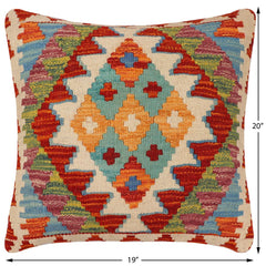 handmade Traditional Pillow Rust Beige Hand-Woven SQUARE 100% WOOL  Hand woven turkish pillow  PILLOW