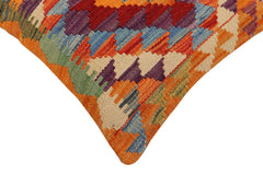 handmade Traditional Pillow Rust Blue Hand-Woven SQUARE 100% WOOL Hand woven turkish pillow2 x 2
