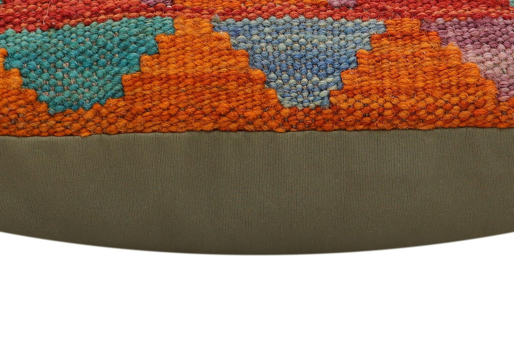 handmade Traditional Pillow Rust Blue Hand-Woven SQUARE 100% WOOL Hand woven turkish pillow2 x 2